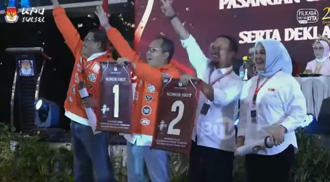 
					KPU Sulsel Melaksanakan Pencabutan Nomor Urut Paslon Pilgub: Danny-Azhar No. 1, Sudirman-Fatmawati No. 2